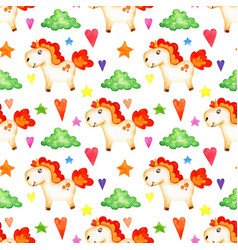 Watercolor Painting Pattern Of A Little Pony