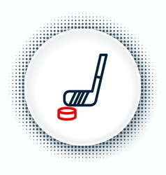 Line Ice Hockey Stick And Puck Icon Isolated