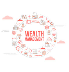 Wealth Management Concept With Icon Set Template