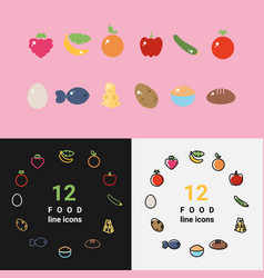 Dietary Nutrition Food Outline Icon Set Fruits