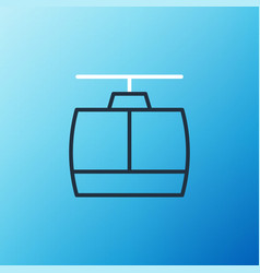 Line Cable Car Icon Isolated On Blue Background