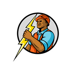 African American Electrician Lightning Bolt Mascot