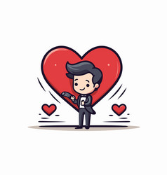 Businessman Holding A Red Heart Love Concept