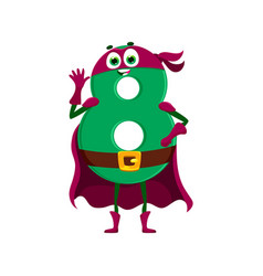 Cartoon Math Number Eight Superhero Character