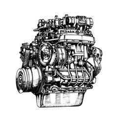 Engine Drawing Isolated Hand Drawn Object