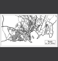 Praia Cape Verde City Map Iin Black And White