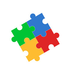 Four Multi Colored Puzzle Pieces Isolated Puzzle