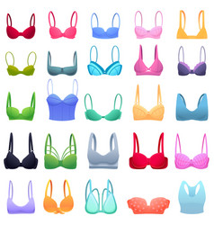 Bra Icons Set Cartoon Style