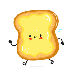 Cute Funny Running Sliced Toast Bread And Butter