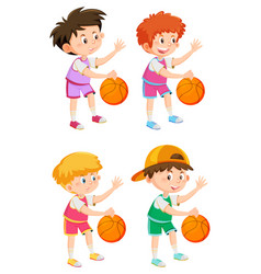 A Boy Playing Basketball Cartoon