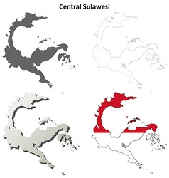 Central Sulawesi Blank Outline Map Set