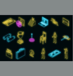 Headhunter Icons Set Neon