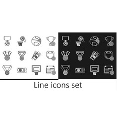 Set Line Basketball On Sport Calendar Medal Game