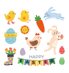 Set Of Charming Easter Icons Depicting Eggs