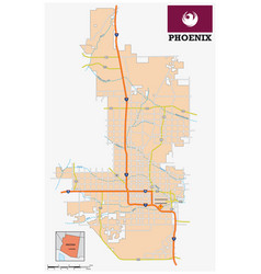 Simple Road Map Of The City Of Phoenix Arizona