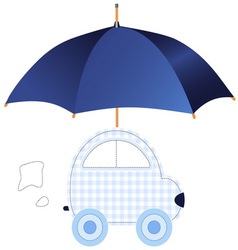 Blue Car Under Umbrella