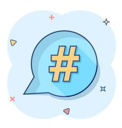 Cartoon Hashtag Icon In Comic Style Social Media