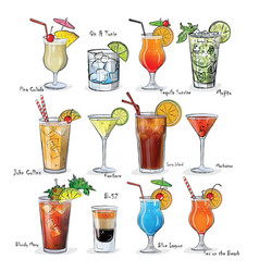 Collection Of Popular Cocktails For The Menu