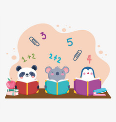 Cute Students Animals Reading