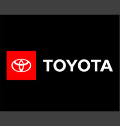 Toyota Logo Brand Car Symbol Red With Name White