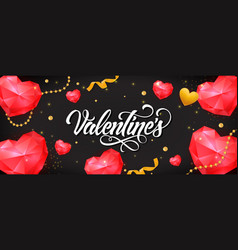 Valentines Lettering With Diamond Hearts