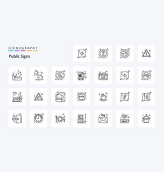 25 Public Signs Line Icon Pack