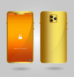 Golden Mobile Phone Mockup With Gradient Screen