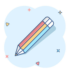 Pencil With Rubber Eraser Icon In Comic Style