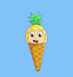 Cute Pineapple Ice Cream Cartoon