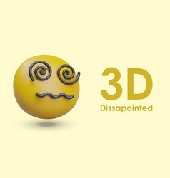 Disappointed Yellow Emoticon Close Up 3d Head