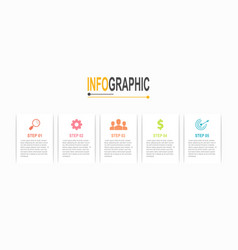 Infographic Chart Rectangle White Template 5 Step