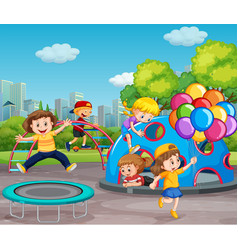 Children playing at playground Royalty Free Vector Image