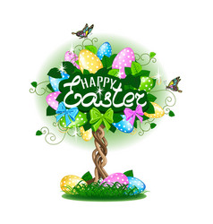 Easter Tree With Colorful Eggs Royalty Free Vector Image