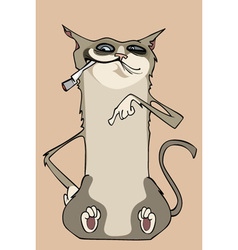 Funny Cartoon Cat Sitting With Cigarette In Mouth