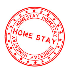 Grunge Red Home Stay Word With Star Icon Round