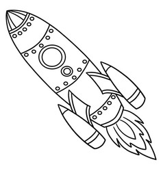 Rocket Ship Isolated Coloring Page For Kids