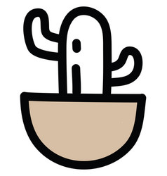 Saguaro Cactus In A Pot Icon On White Background