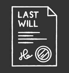 Signed Last Will Chalk White Icon On Black