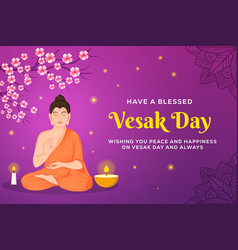 Vesak Day Background Banner Poster With Buddha