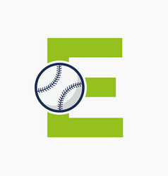 Baseball Logo On Letter E Template