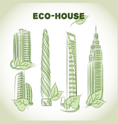 Eco Green Buildings Icons