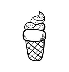 Handdrawn Doodle Ice Cream Icon Hand Drawn Black