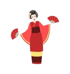 Japanese Geisha Doing Fan Dance