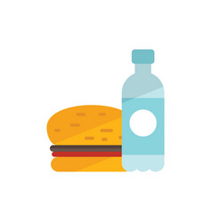 Lunch Water Bottle Icon Flat Healthy Meal