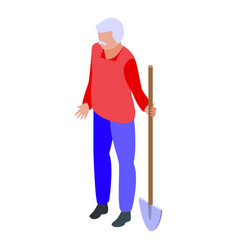 Senior Man Shovel Retirement Icon Isometric Style