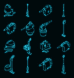 Steam Cleaner Icons Set Neon