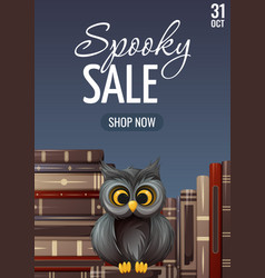 Halloween Sale Poster Owl Surrounded By Books