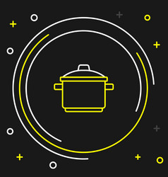 Line Cooking Pot Icon Isolated On Black Background