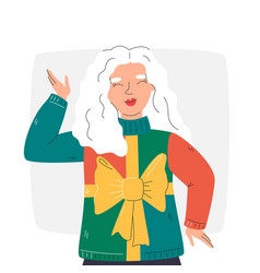 Christmas Female Character In Ugly Sweater Outfit