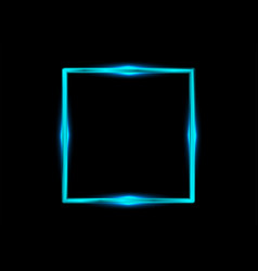 Bright Blue Glossy Square Frame With Neon Glowing